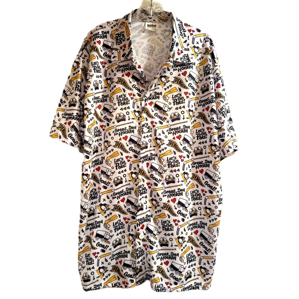 Pittsburgh Penguins Check Your Heart Hawaii Shirt Promo Size XL